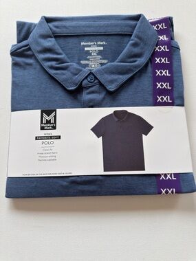 NWT Member's Mark Men's Favorite Soft Short-Sleeve Blue Polo (KB4)